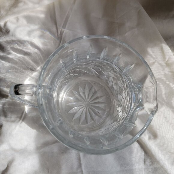 Vintage Cut Glass Pitcher With Diamond & Starburst Pattern - Picture 5 of 6